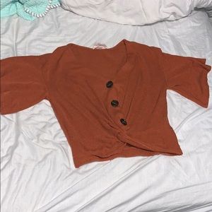 BURNT ORANGE SWEATER CROP TOP SHIRT